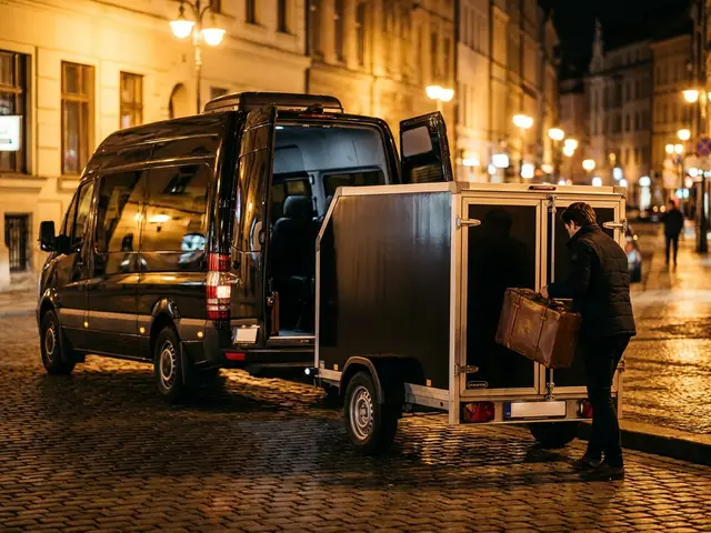 Luggage trailer hitched to the Sprinter